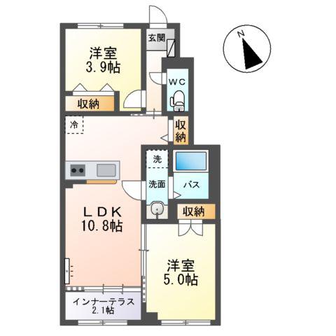 COMFORT LUMINOUS(2LDK/1階)の間取り写真