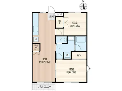 アムスプラザA棟(2LDK/2階)の間取り写真