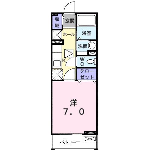 グランジェルメDⅠ(1K/1階)の間取り写真