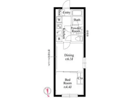 グローリオシェルト池袋Ⅴ(2K/4階)の間取り写真