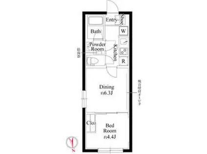 グローリオシェルト池袋Ⅴ(2K/4階)の間取り写真