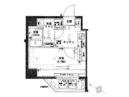 ハーモニーレジデンス田町(1K/6階)の間取り写真