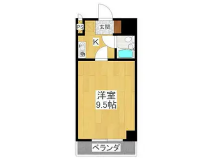 ランドパレス宇都宮平成通(1K/9階)の間取り写真