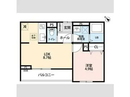 リーブルファイン西浦和Ⅱ(1LDK/1階)の間取り写真