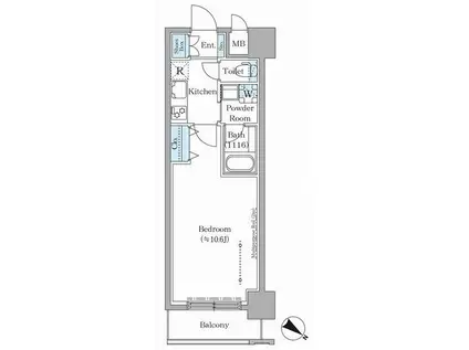 ステラテラス(1K/4階)の間取り写真