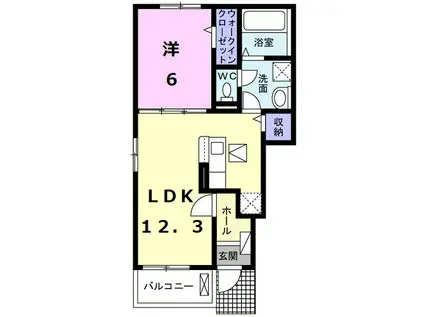 エスパインⅡ(1LDK/1階)の間取り写真