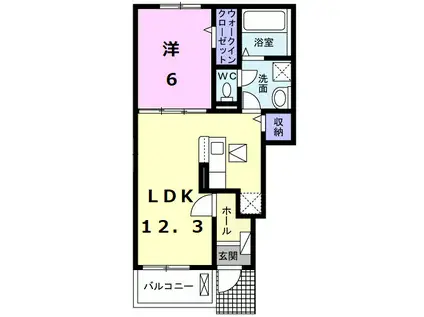 エスパインⅡ(1LDK/1階)の間取り写真