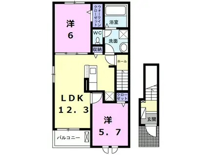 エスパインⅡ(2LDK/2階)の間取り写真