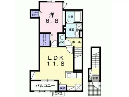 マーベラスコートⅤ番館(1LDK/2階)の間取り写真