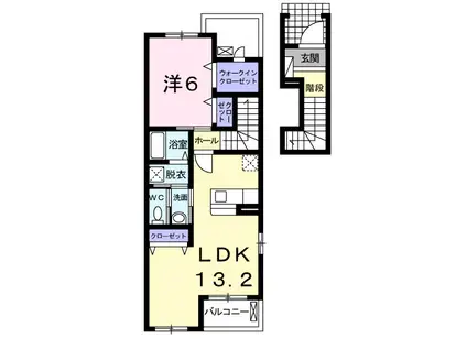 グランツA(1LDK/2階)の間取り写真