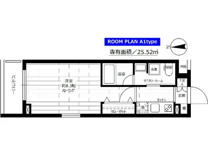 ステージグランデ蒲田Ⅱ(1K/2階)の間取り写真