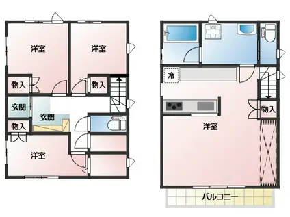 東急新横浜線 新綱島駅 徒歩29分 2階建 築6年(3SLDK)の間取り写真