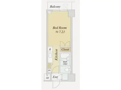 パレステュディオ新宿パークサイド(1K/8階)の間取り写真