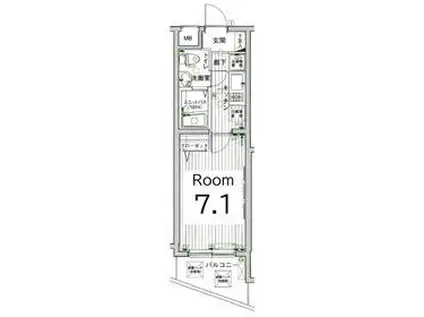 ヴェルト上野毛(1K/4階)の間取り写真