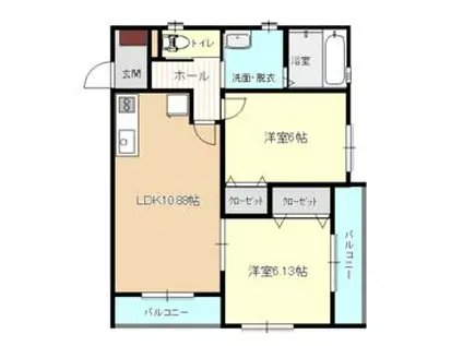 コート・リヴィエール A(2LDK/1階)の間取り写真