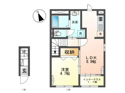 新橋アパート(1LDK/2階)の間取り写真