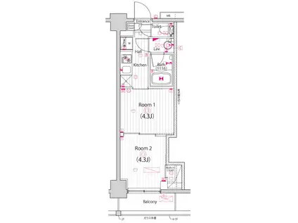 ガーラ・パークサイド亀戸(2K/5階)の間取り写真
