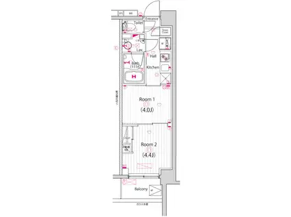 ガーラ・パークサイド亀戸(2K/2階)の間取り写真