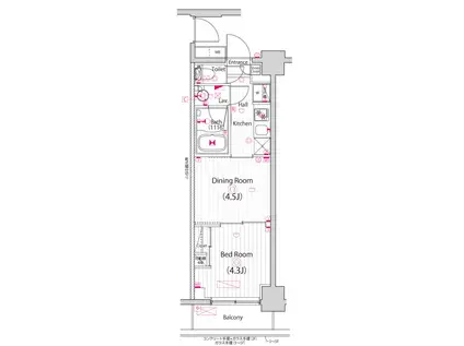 ガーラ・パークサイド亀戸(1DK/2階)の間取り写真