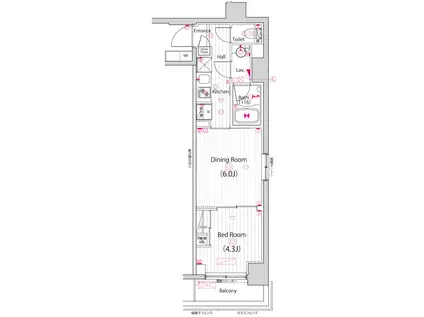 ガーラ・パークサイド亀戸(1DK/1階)の間取り写真