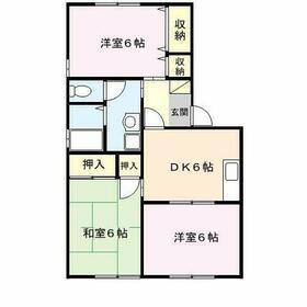 シャルム二番館(3DK/1階)の間取り写真