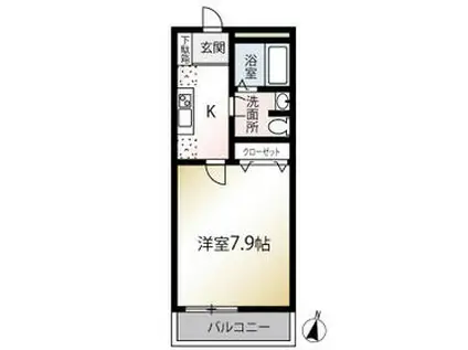 MQUARTO新井宿Ⅰ(1K/2階)の間取り写真