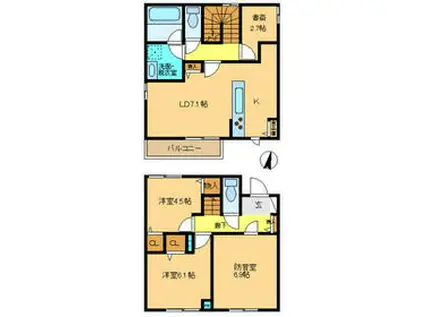 西武鉄道拝島線 東大和市駅 徒歩11分 2階建 築2年(3LDK)の間取り写真