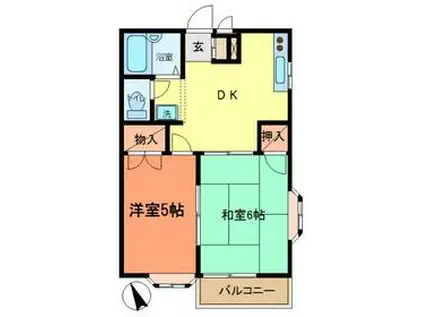 エクセルにしあすま(2DK/1階)の間取り写真