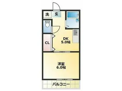 コーポあすか(1DK/2階)の間取り写真