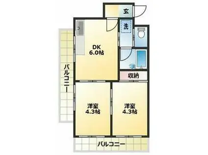 エステートマリン(2DK/4階)の間取り写真