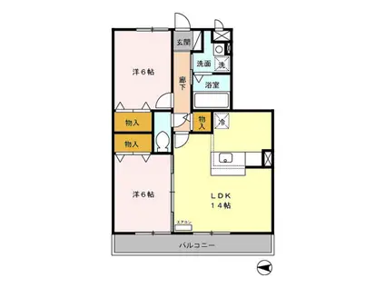 ヴィヴィレフルール(2LDK/3階)の間取り写真