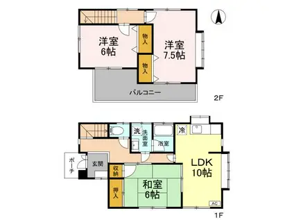 武蔵野線 東浦和駅 徒歩25分 2階建 築27年(3LDK)の間取り写真
