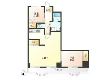 コンフォート・ヴィラ1(2LDK/4階)の間取り写真