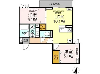 リートゥス湘南辻堂(2LDK/3階)の間取り写真