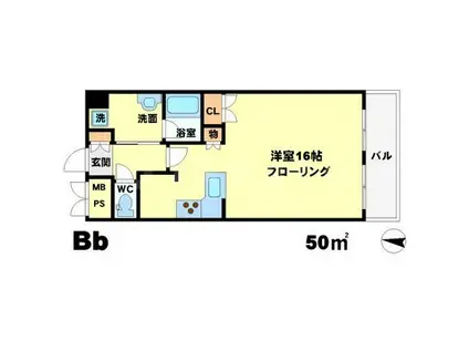 桃山台アルビラ(1K/4階)の間取り写真