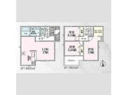 名鉄竹鼻・羽島線 竹鼻駅 徒歩3分 2階建 築1年(3LDK)の間取り写真