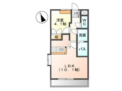 シェルティ F1(1LDK/1階)の間取り写真