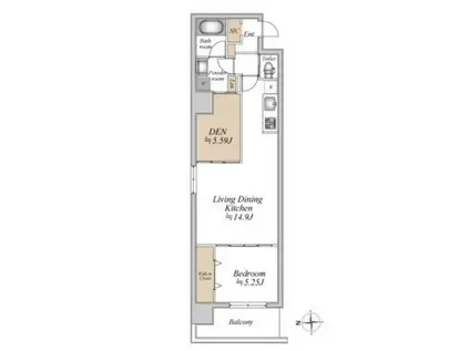 GLAM STELLA松屋町(1SLDK/3階)の間取り写真