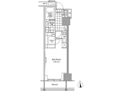 パークハビオ門前仲町(ワンルーム/6階)の間取り写真