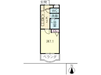 グランパルク(1K/2階)の間取り写真