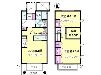 デザインコート鎌倉Ａ号室(2SLDK)の間取り写真