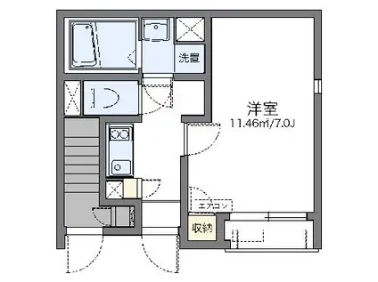 レオネクストシエルブルー戸塚Ⅱ(1K/1階)の間取り写真