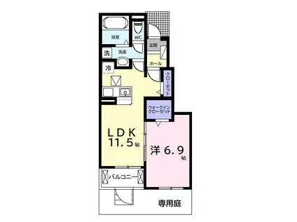 今津朝山アパートⅡ(1LDK/1階)の間取り写真