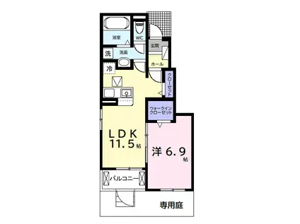 今津朝山アパートⅡ(1LDK/1階)の間取り写真