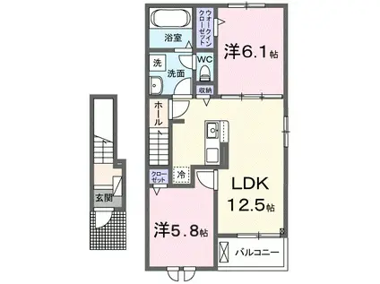 ステラ津田公園前(2LDK/2階)の間取り写真