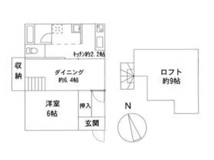 サンキスソーB(1DK/1階)の間取り写真