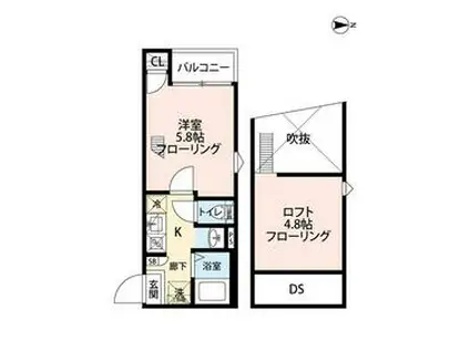 グランクオール蕨(1K/3階)の間取り写真