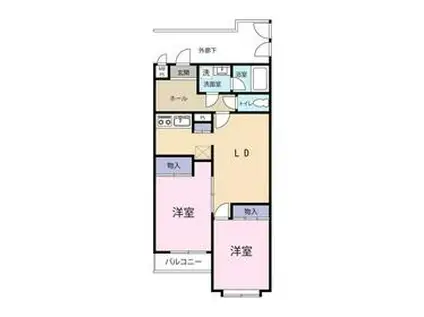 ヒロ・ロイヤルハイツ長津田(2LDK/2階)の間取り写真