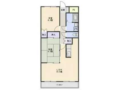 ニューセラヴィ伊勢崎(2DK/2階)の間取り写真