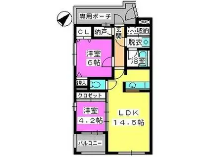 ビ・ザ・ビ・ランドⅡ(2LDK/3階)の間取り写真